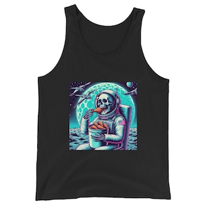 Skeleton Astronaut Eating a Bucket of Chicken | Space Goth Unisex Tank Top