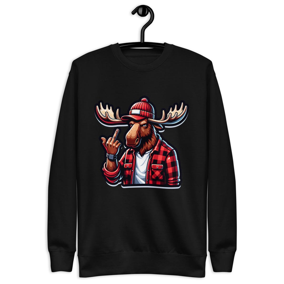 Moose Giving the Middle Finger | Funny Middle Finger Unisex Premium ...