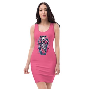 Skeleton In A Coffin | Pink Pastel Goth Bodycon dress