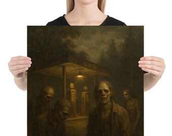 Zombies Hanging Out At The Gas Station | Zombie Horror Poster
