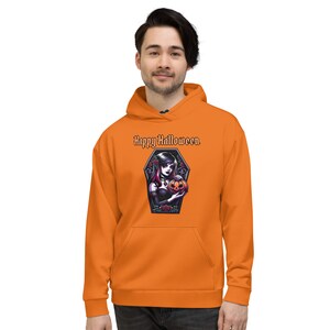 Happy Halloween | Goth Coffin Girl Holding A Jack o Lantern | Unisex Hoodie