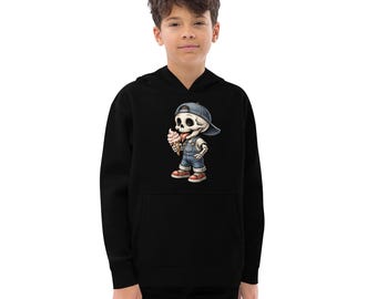 Little Skeleton Boy Licking An Ice Cream Kids fleece hoodie