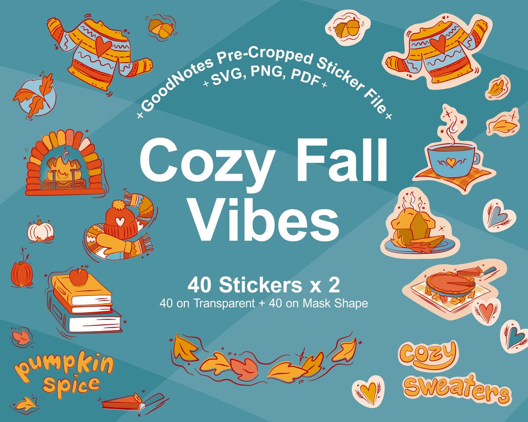 Cozy Fall Digital Sticker Pack: Goodnotes, Notability (PNG Download) - Etsy