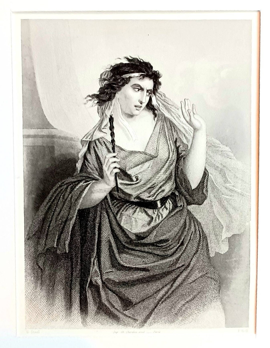 Original 19th Century Engraving the Pythoness of Endor Witch Bible ...