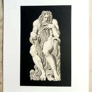 Original Delavillette collage from an old print - La Source - Bacchus, god of wine