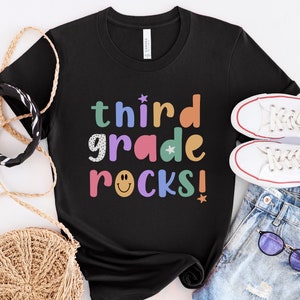 Third Grade Rocks Teacher T Shirt, Team Graphic Tees