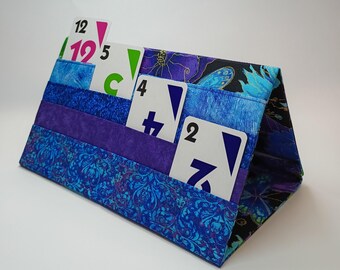 Card caddy, 4 level, multi-pocketed playing card holder. Collapsible flat fold for storage.