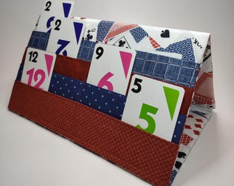 Card caddy, 4 level, divided multi-pocket playing card holder, Folds flat for storage.