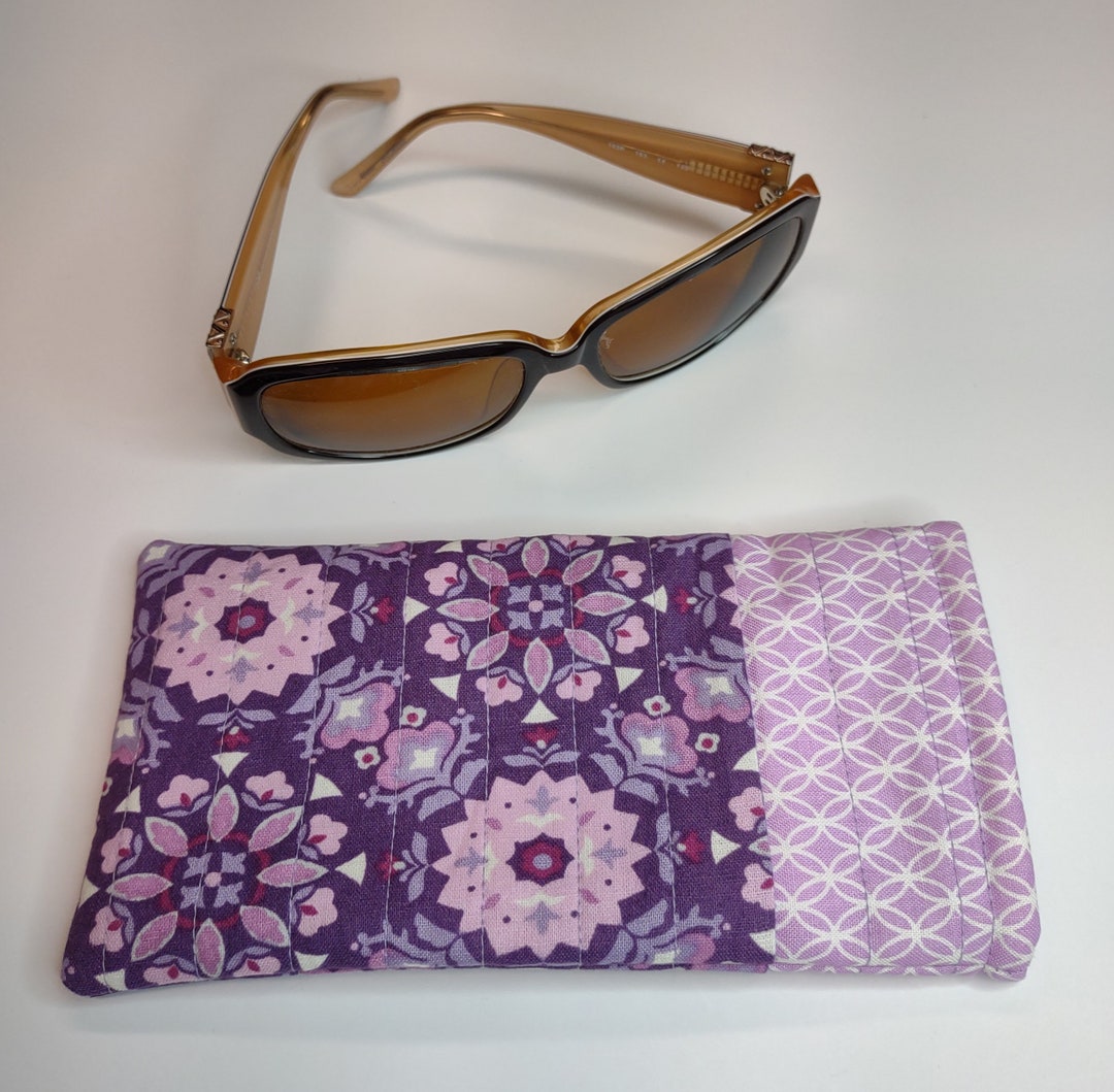 Quilted Sunglass Case. Soft Sided, Fully Lined, 3.5 X 7 to