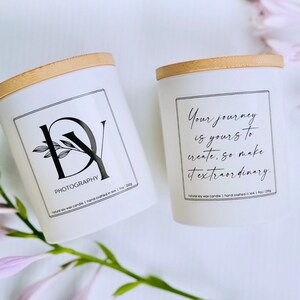 Bougie de soja personnalisée : étiquette, parfum et dessus personnalisés