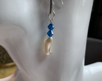 Swarovski pearl and crystal earrings on 925 sterling