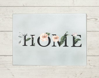 HOME Cutting Board, Glass Cutting Board, Housewarming Gift, Kitchen Gift, Bridal Gift, Kitchen Decor