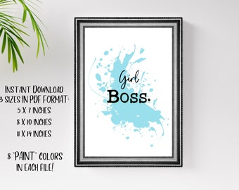 Girl Boss Wall Art, DESCARGA INSTANTÁNEA, Arte motivacional de oficina en casa, Girl Boss Sign, Girl Boss Art, Regalo para mujeres, Digital Wall Art