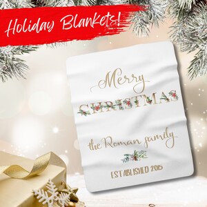 Christmas Blanket, Merry Christmas Blanket, Sherpa Fleece Blanket,| Custom Blanket, Holiday Blanket, Holiday Gift