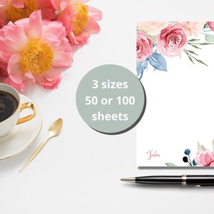 Personalized Notepad, Custom Notepad, Personalized Stationery, Writing Pad, Floral Notepad, Gift for Her, Gift Notepad