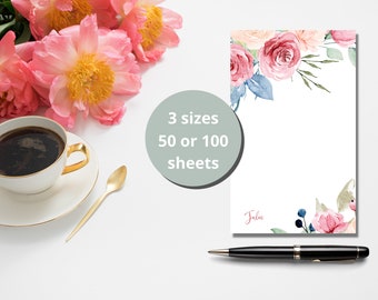 Personalized Notepad, Custom Notepad, Personalized Stationery, Writing Pad, Floral Notepad, Gift for Her, Gift Notepad