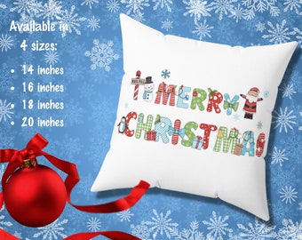 Christmas Pillow, Pillow Cover and Insert, Christmas Decor, Xmas Pillow, Holiday Pillow, Festive Pillow, Throw Pillow, Holiday Throw Pillow
