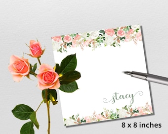 Personalized Notepad, Custom Notepad, ROSES Notepad, Personalized Stationery, Writing Pad, Gift for Her, Gift Notepad