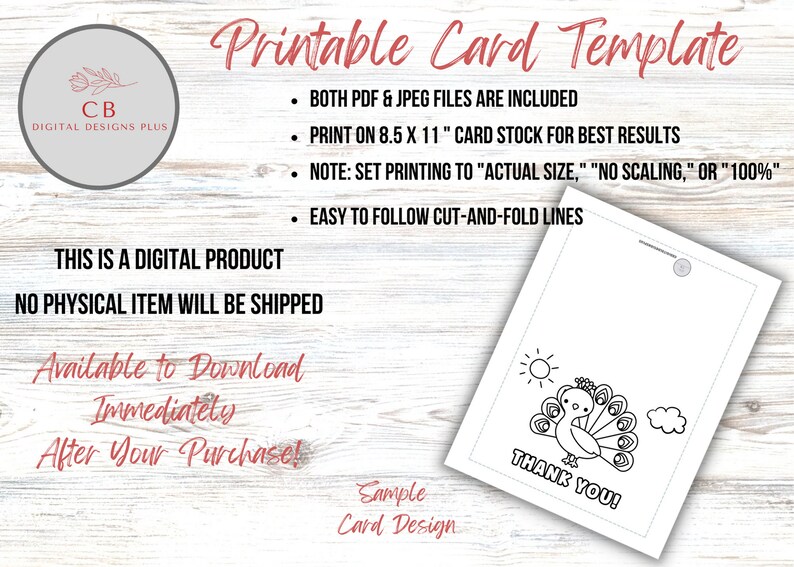 PRINTABLE Thank You Coloring Card, Kid's Thank You, Elephant Thank You ...