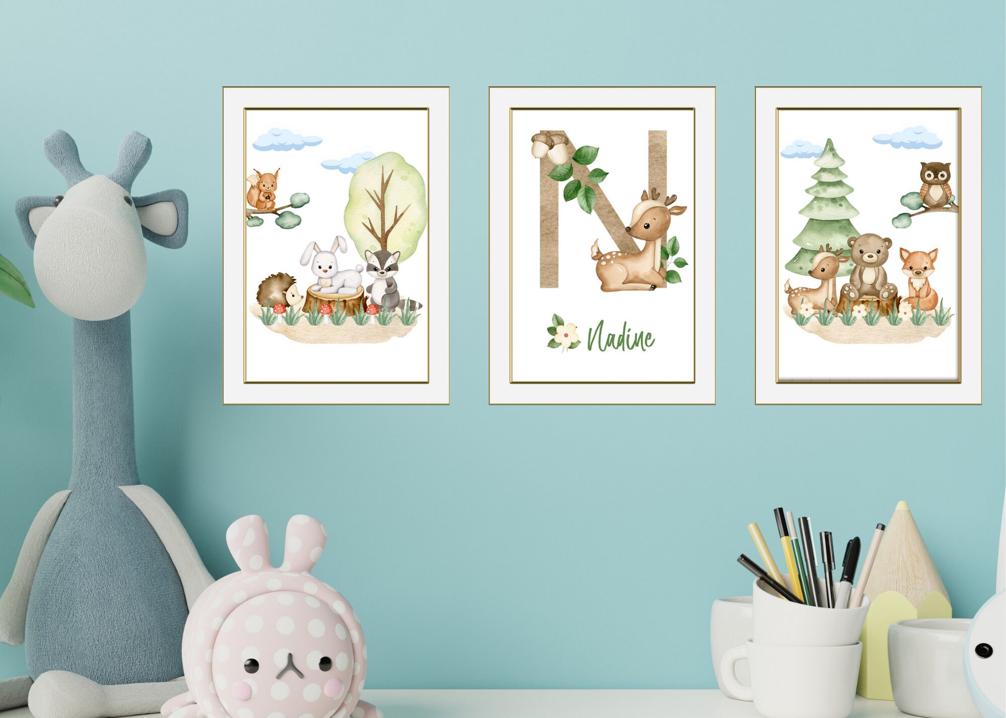 Forest Nursery Print Set, Forest Animal Wall Art, Forest Nursery Art, Forest Nursery Decor