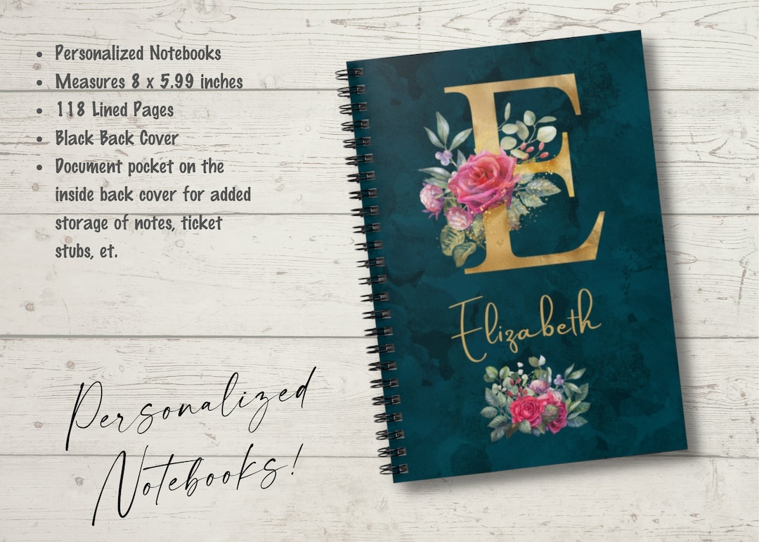 Monogrammed Notebook, Personalized Notebook, Rule Lined Notebook ...