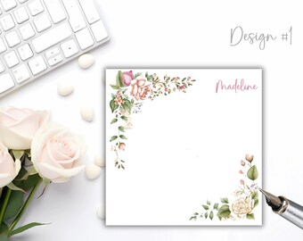 NEW SIZE! 4 x 4 Inch Floral Notepads, 9 Floral Designs, Personalized Notepad, Gift for Her, Floral Notepad, Memo Notepad, Gift Notepad