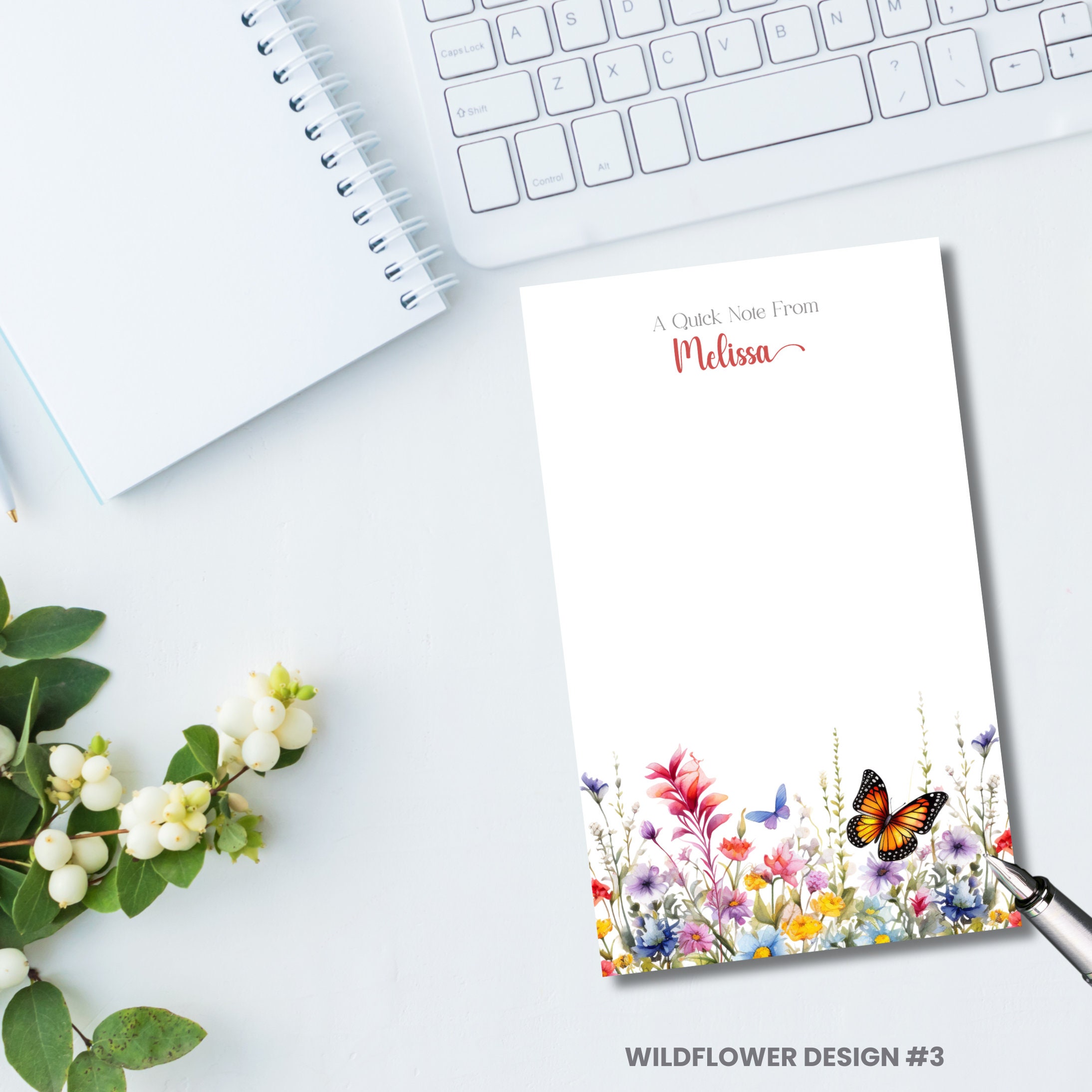 Wildflower Notepad With YOUR Name, Personalized Notepad, Custom Notepad ...