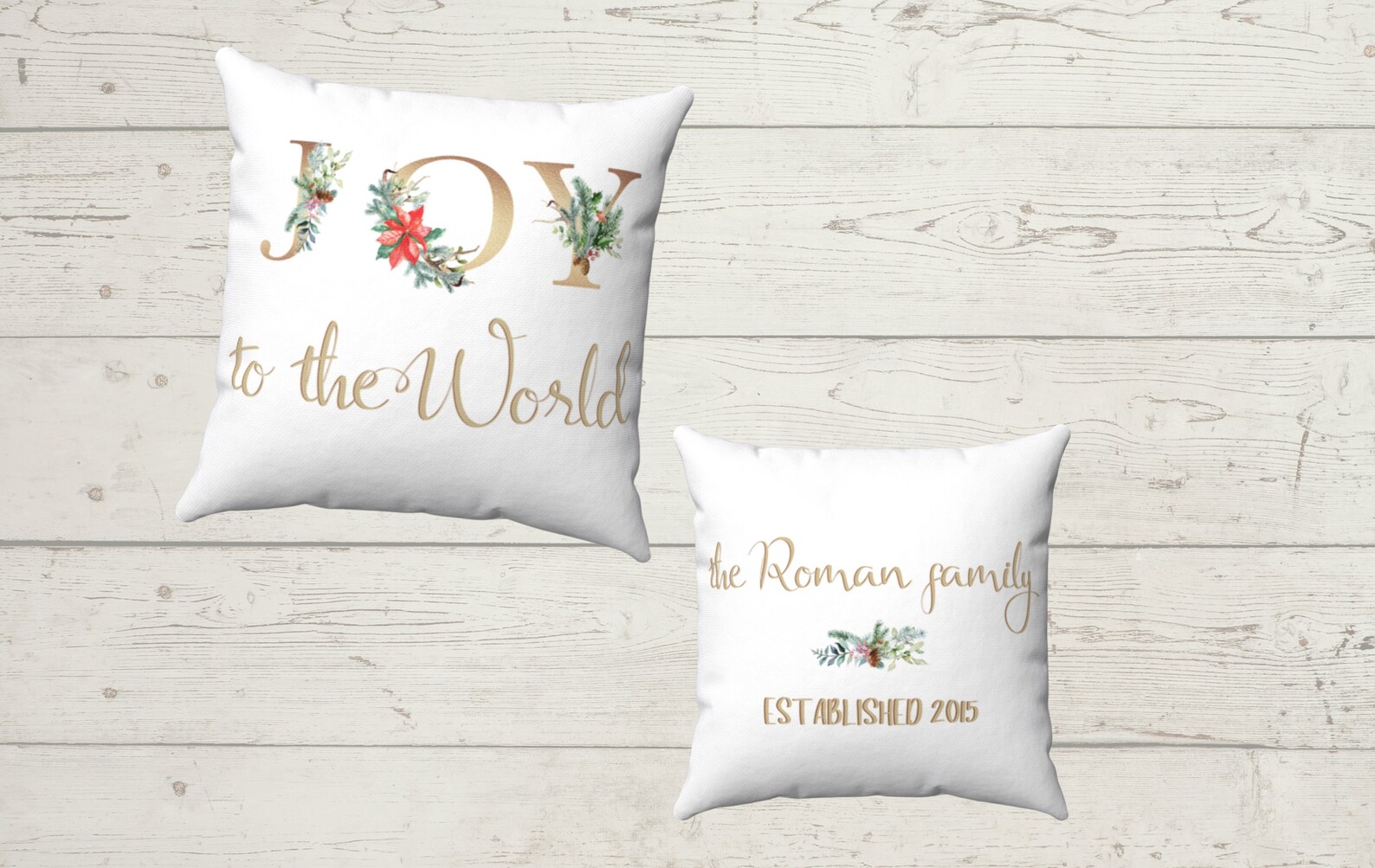 Holiday Pillow, Joy to the World Pillow, Christmas Pillow, PERSONALIZED