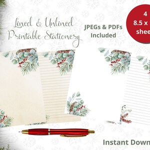 DESCARGA INSTANTE Papelería digital navideña, Papelería imprimible de Navidad, Papel imprimible, Membrete de Navidad, Regalo navideño imprimible