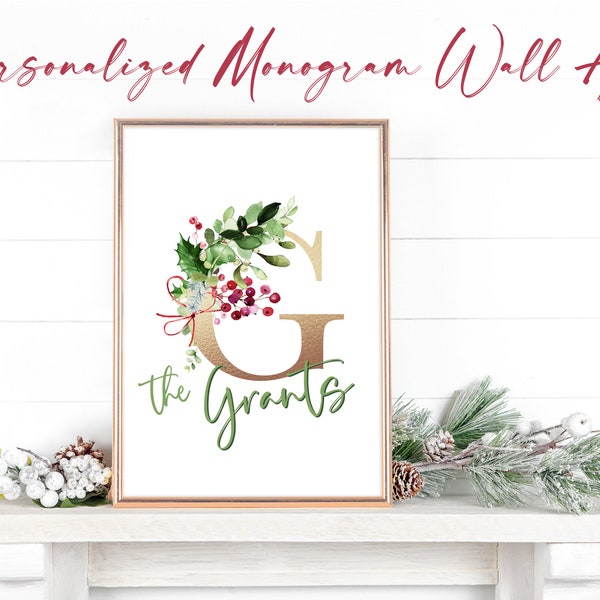 DIGITAL DOWNLOAD, Personalized Wall Art, Holiday Wall Art, Family Name Wall Art, Your Name Wall Art, Home Wall Art, Monogram Decor