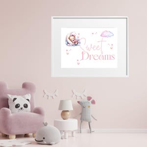 Sweet Dreams Nursery Print, Little Girls Room Decor, Baby Shower Gift, New Baby Gift. Girl&#39;s Nursery Print, Baby Girl Nursery Decor
