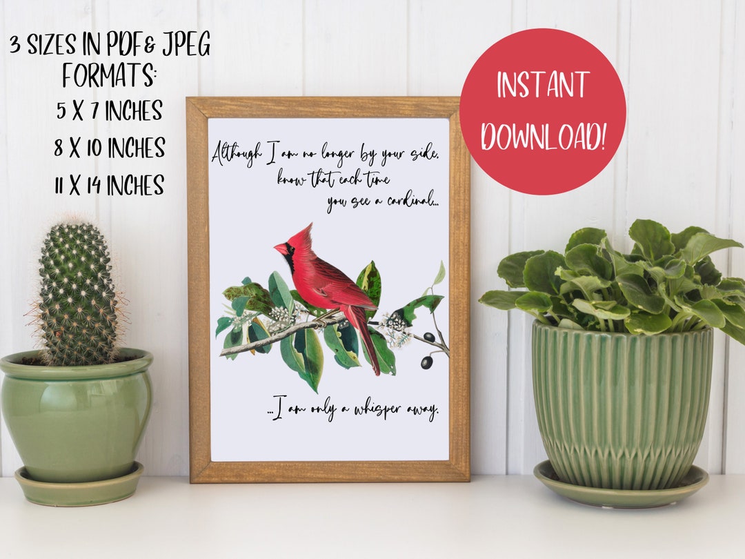 Cardinal Wall Art, INSTANT DOWNLOAD, Cardinal Bird Art, Remembrance Art ...