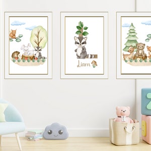 Forest Nursery Print Set, Forest Animal Wall Art, Forest Nursery Art ...