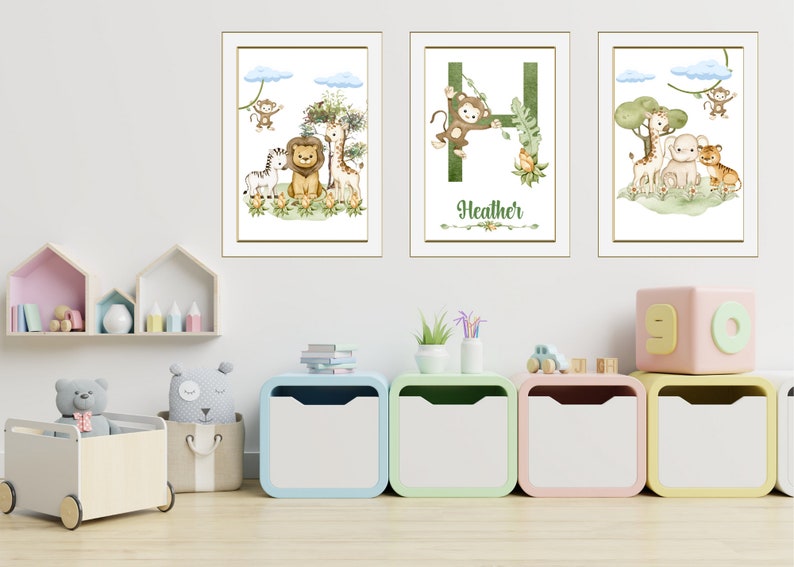 Safari Nursery Art, Jungle Animal Wall Art, Safari Nursery Art, Jungle