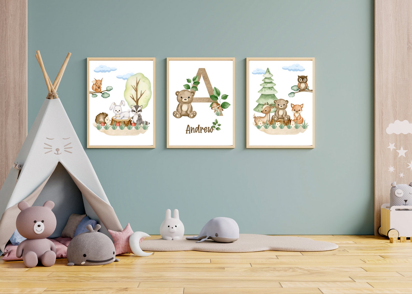 Forest Nursery Print Set, Forest Animal Wall Art, Forest Nursery Art, Forest Nursery Decor