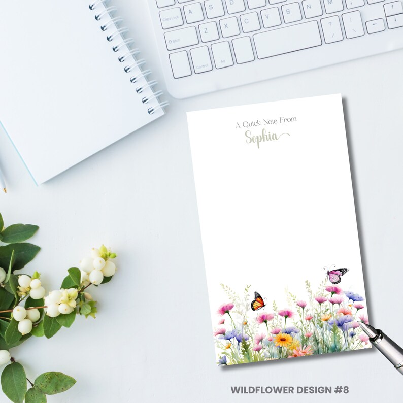 Wildflower Notepad With YOUR Name, Personalized Notepad, Custom Notepad ...