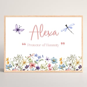 Wildflower Nursery Art, Girl&#39;s Name Sign, Nursery Decor, Girl&#39;s Room Decor, Nursery Art, Wildflower Name Art, Baby Gift, Floral Nursery