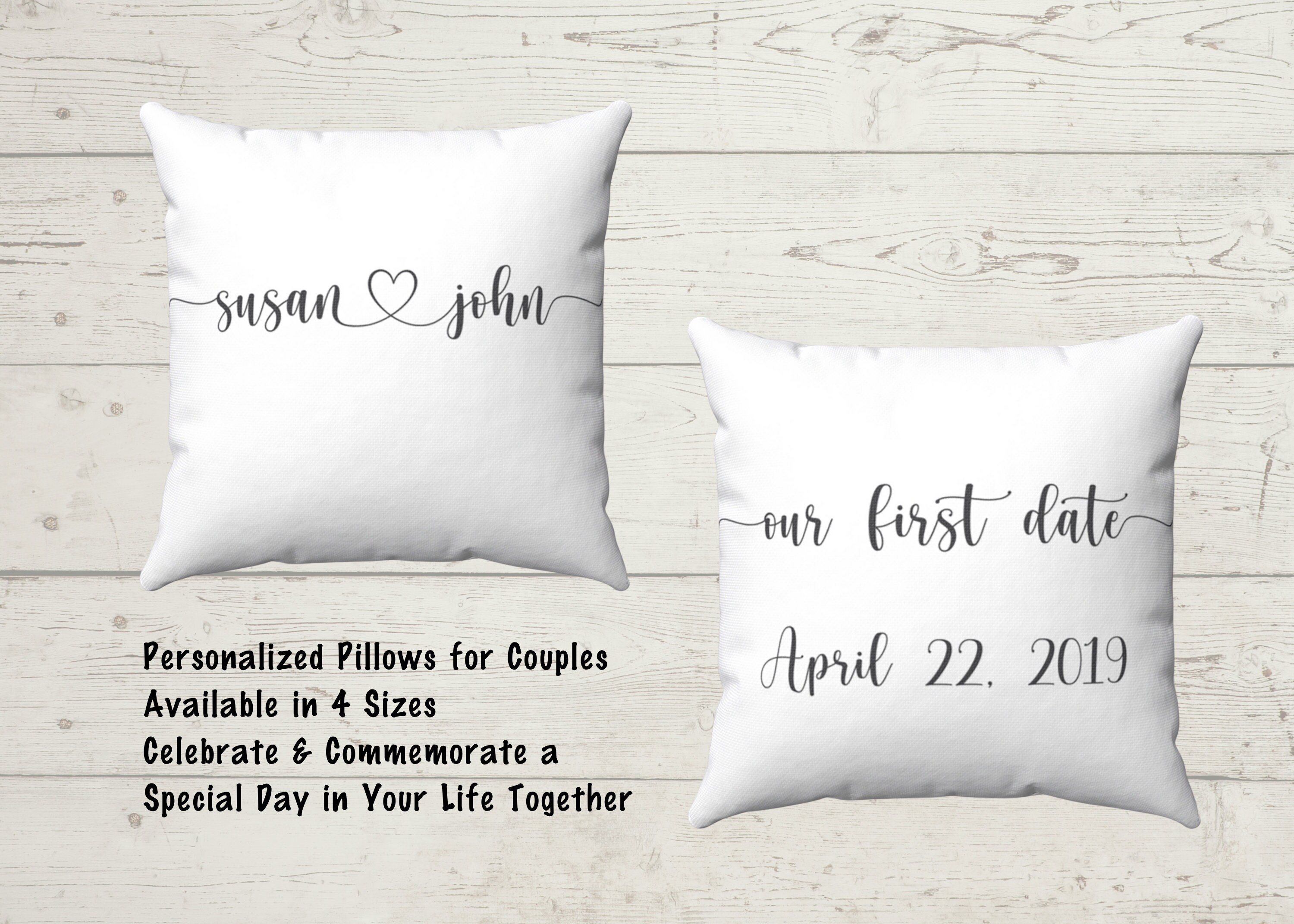 Couple's Name Pillow, Our First Date Pillow, Personalized Pillow