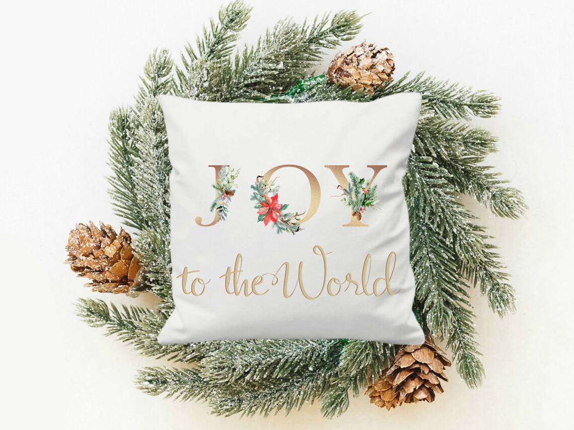 Holiday Pillow Joy to the World Pillow Christmas Pillow Etsy