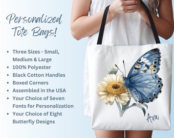 Custom Butterfly Tote Bag, Personalized Tote Bag,  Butterfly Tote , Gift for Mom, Gift for Her, Personalized Tote Bag, Butterfly Tote Bag