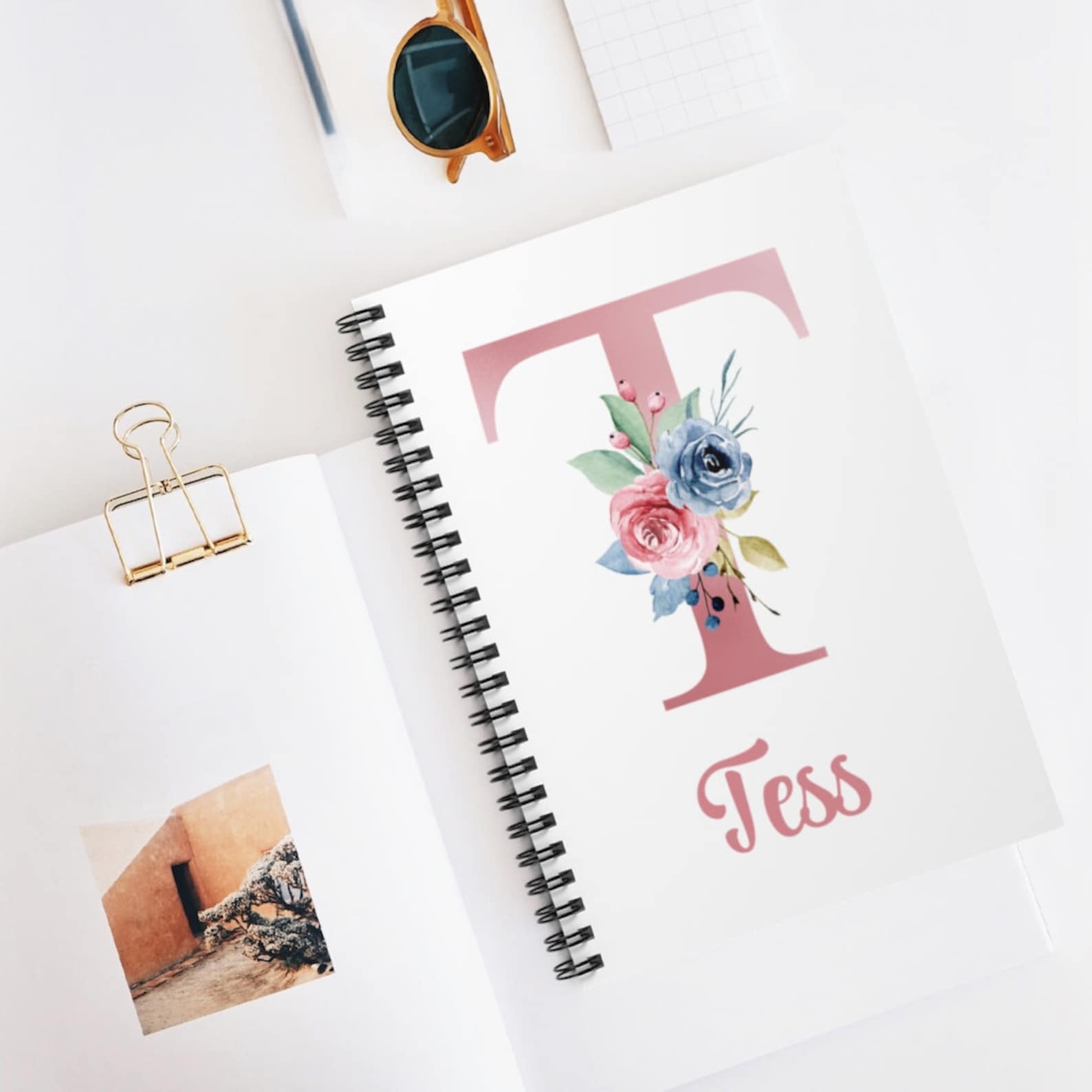 Personalized Monogrammed Notebook, Spiral Notebook, Custom Notebook