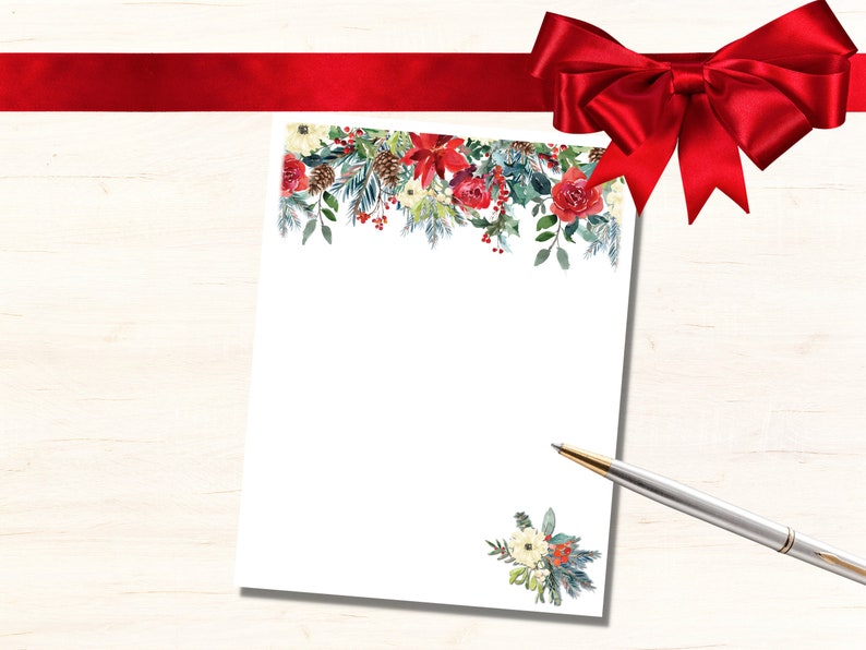 printable-stationery-printable-holiday-note-paper-christmas-etsy