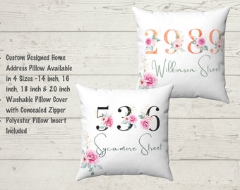 Custom Home Address Pillow, Pillow Cover plus Pillow Insert, Personalized Pillow, Housewarming Gift, Mother's Day Gift