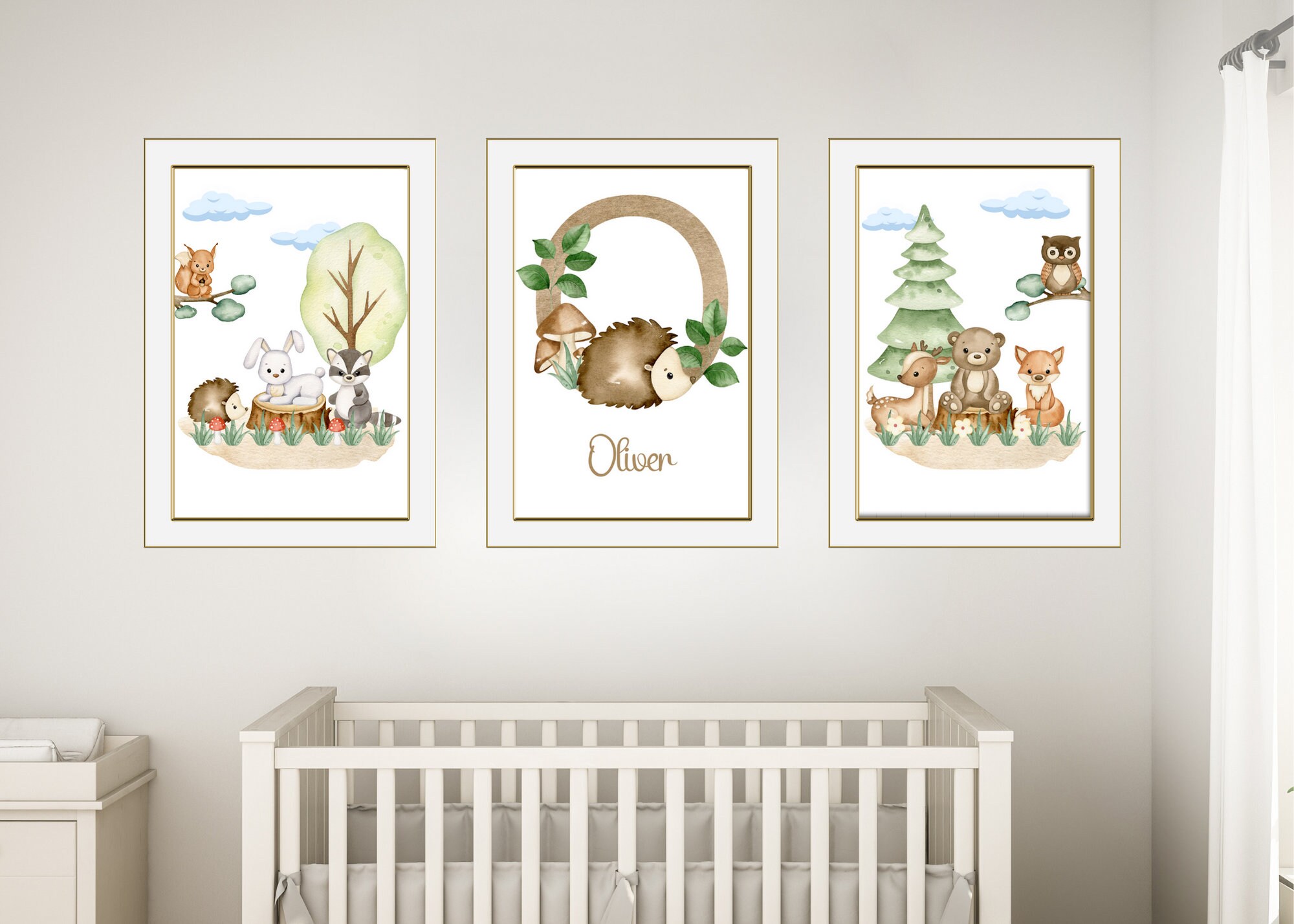 Forest Nursery Print Set, Forest Animal Wall Art, Forest Nursery Art, Forest Nursery Decor