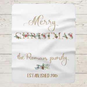 Christmas Blanket, Merry Christmas Blanket, Sherpa Fleece Blanket,| Custom Blanket, Holiday Blanket, Holiday Gift