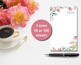 Personalized Notepad, Custom Notepad, Personalized Stationery, Writing Pad, Floral Notepad, Gift for Her, Gift Notepad