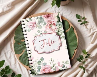Personalized Floral Spiral Notebook: Custom Journal, 8.5 x 11 inches