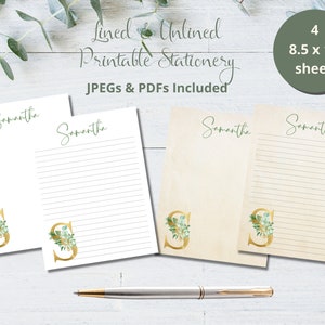 Papelería imprimible personalizada, papel de nota imprimible, membrete de eucalipto, papelería imprimible personalizada
