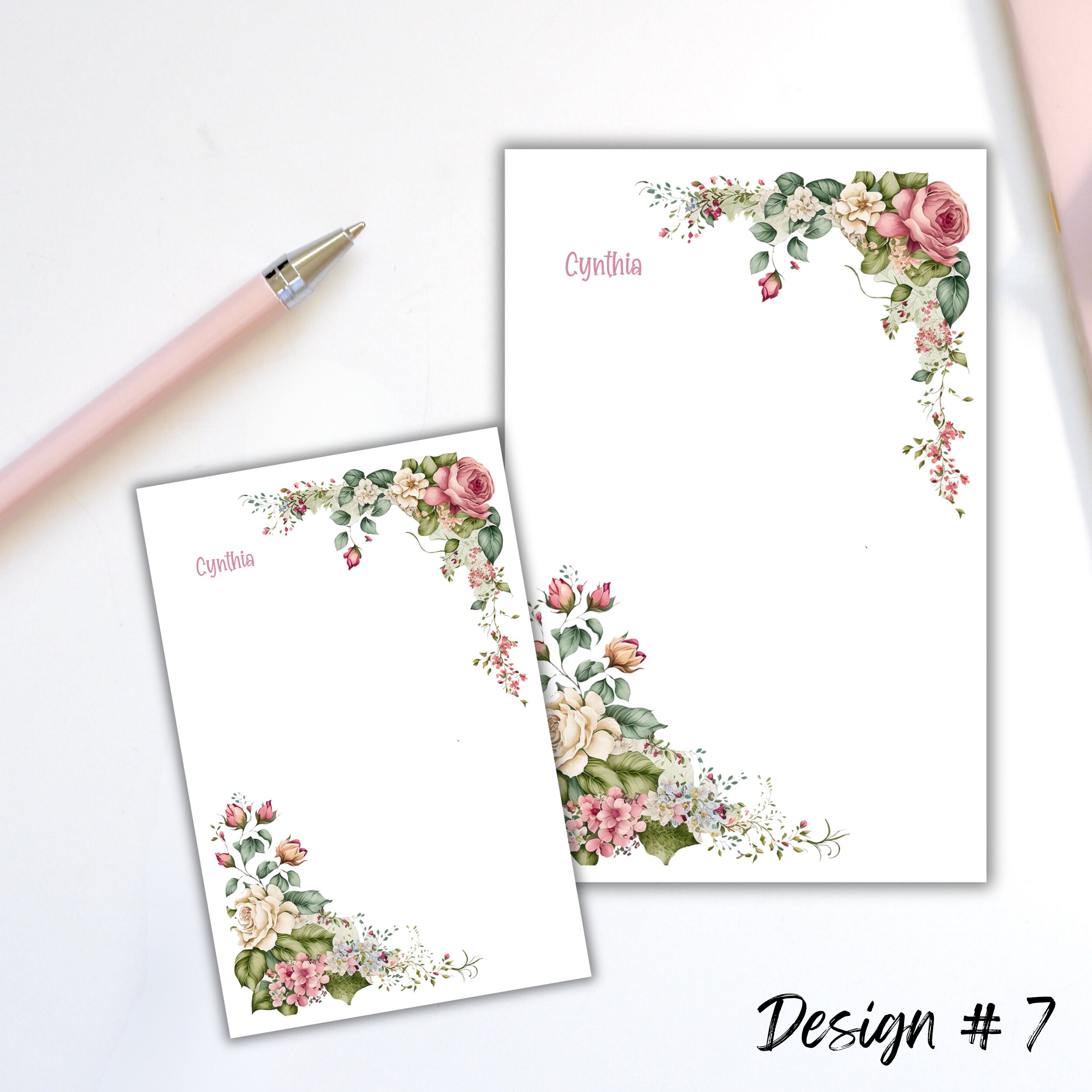 Floral Notepad With YOUR Name, Personalized Notepad, Custom Notepad ...