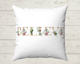 Christmas Pillow | Believe Pillow | Holiday Pillow | PERSONALIZED Pillow | Holiday Gift | Home Decor